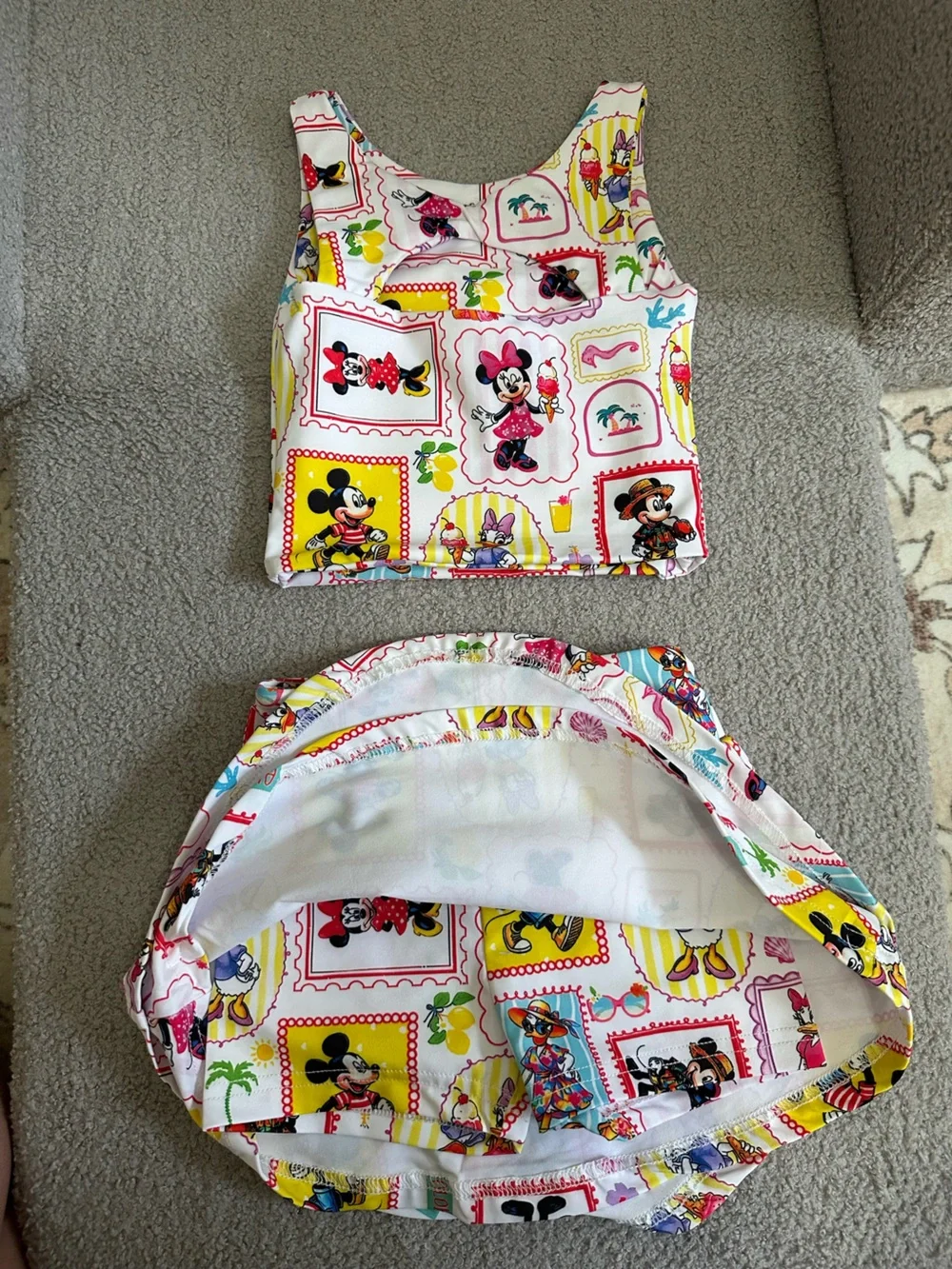 Disney White Bikini Set with Yellow and Pink Character Print